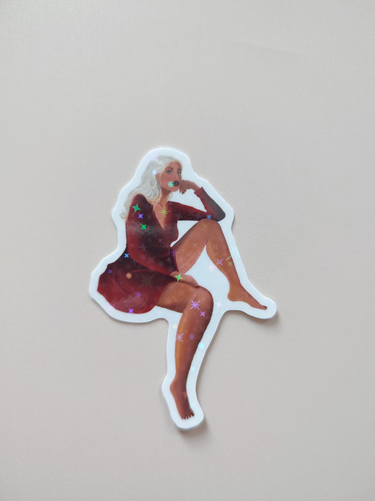 sticker luna holographique sur fond neutre