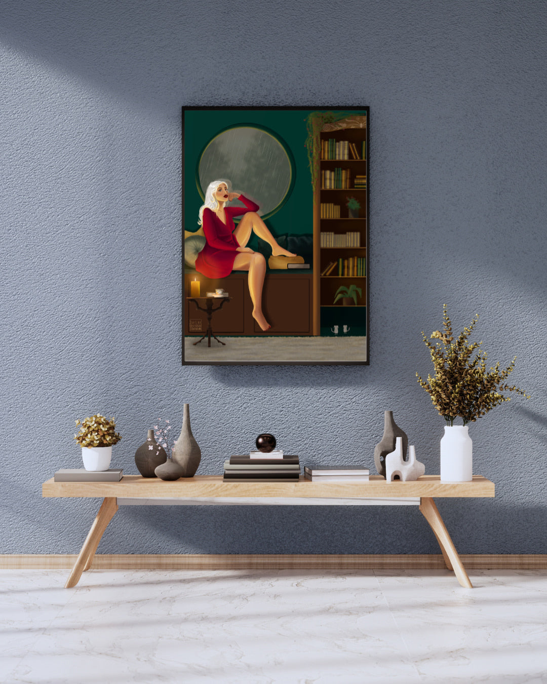 Affiche illustration féminine Luna - 3 tailles - Décoration murale