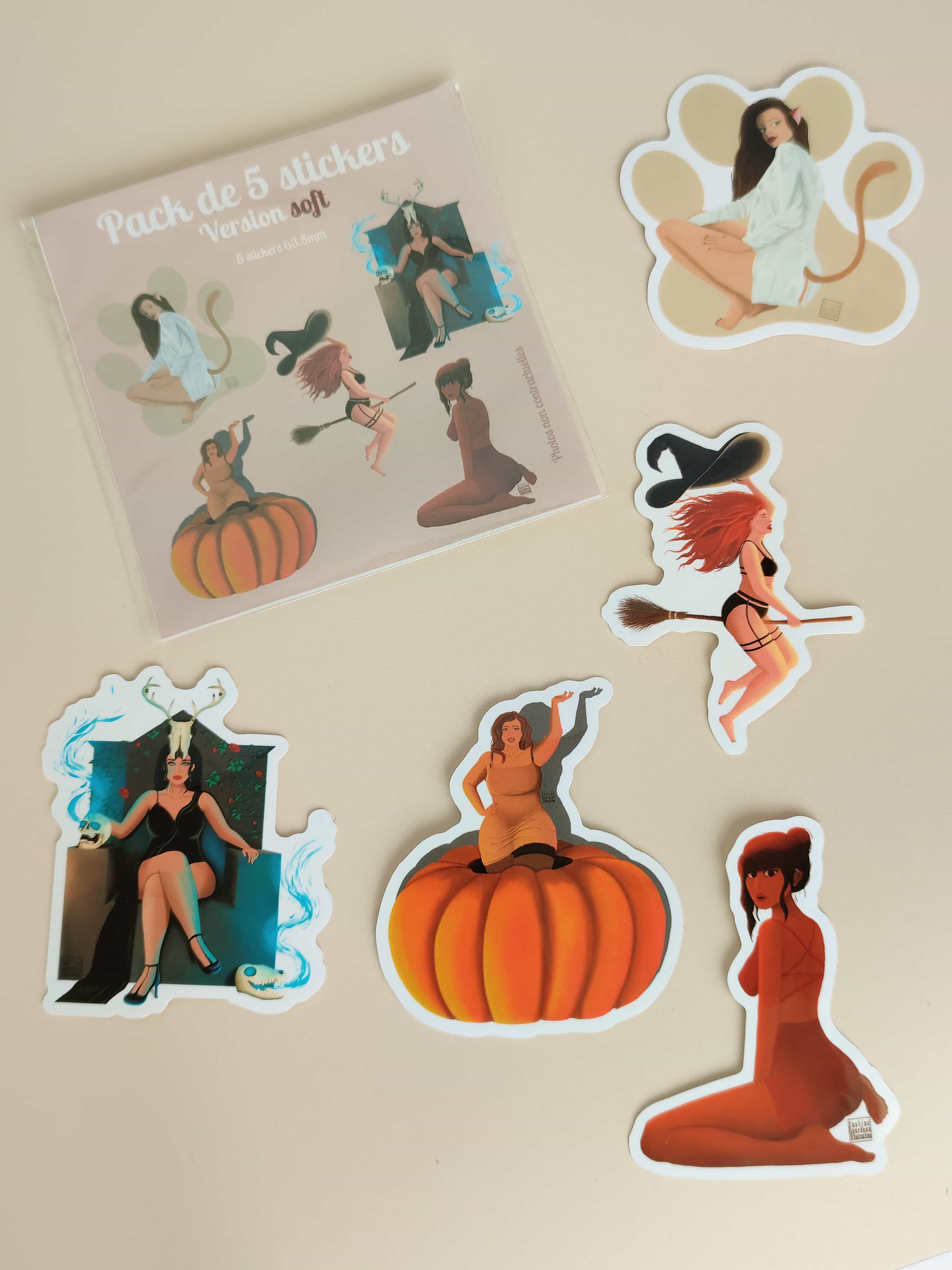 pack de 5 stickers - version douce