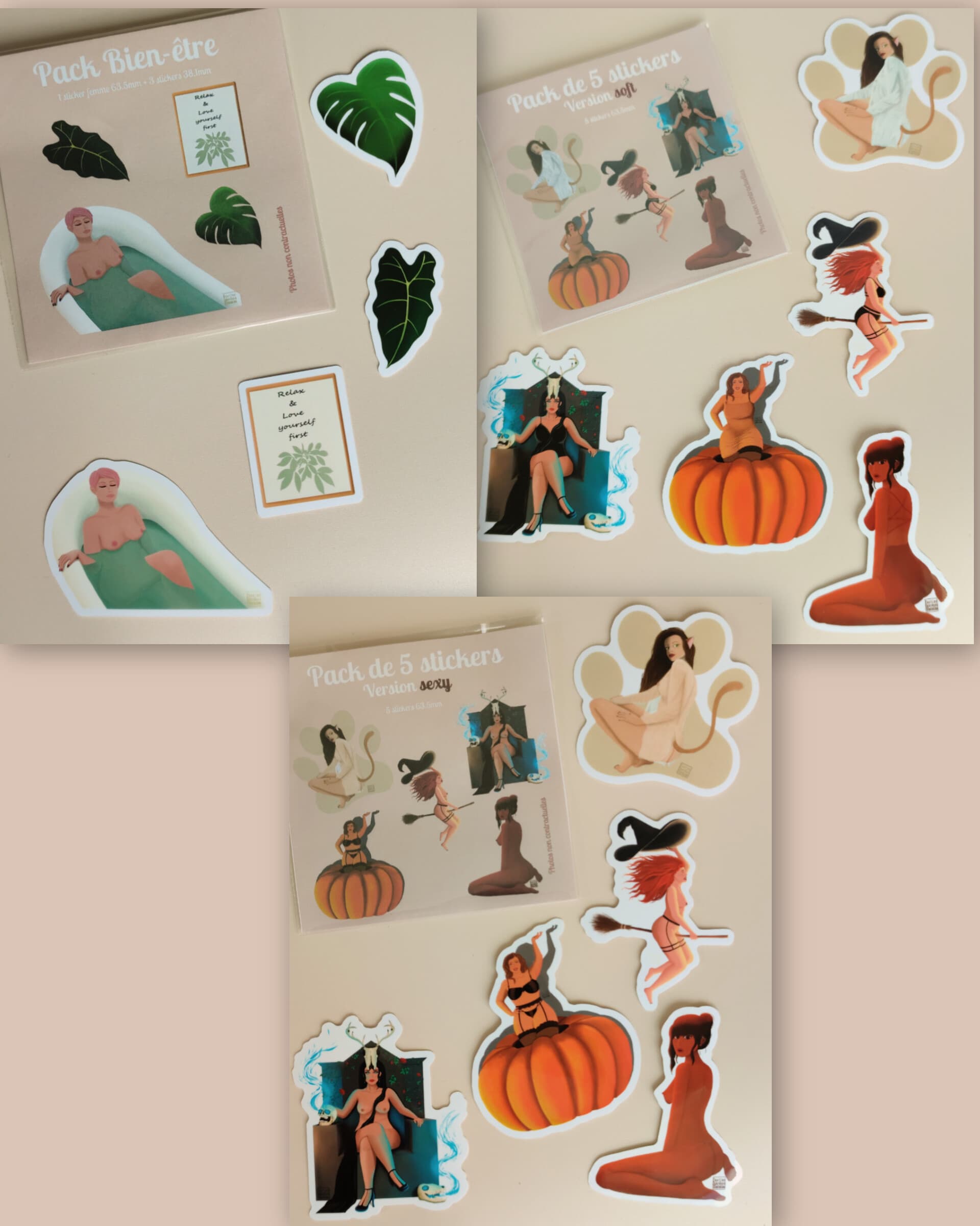 Lot de 2 packs de stickers féminins - 2 versions