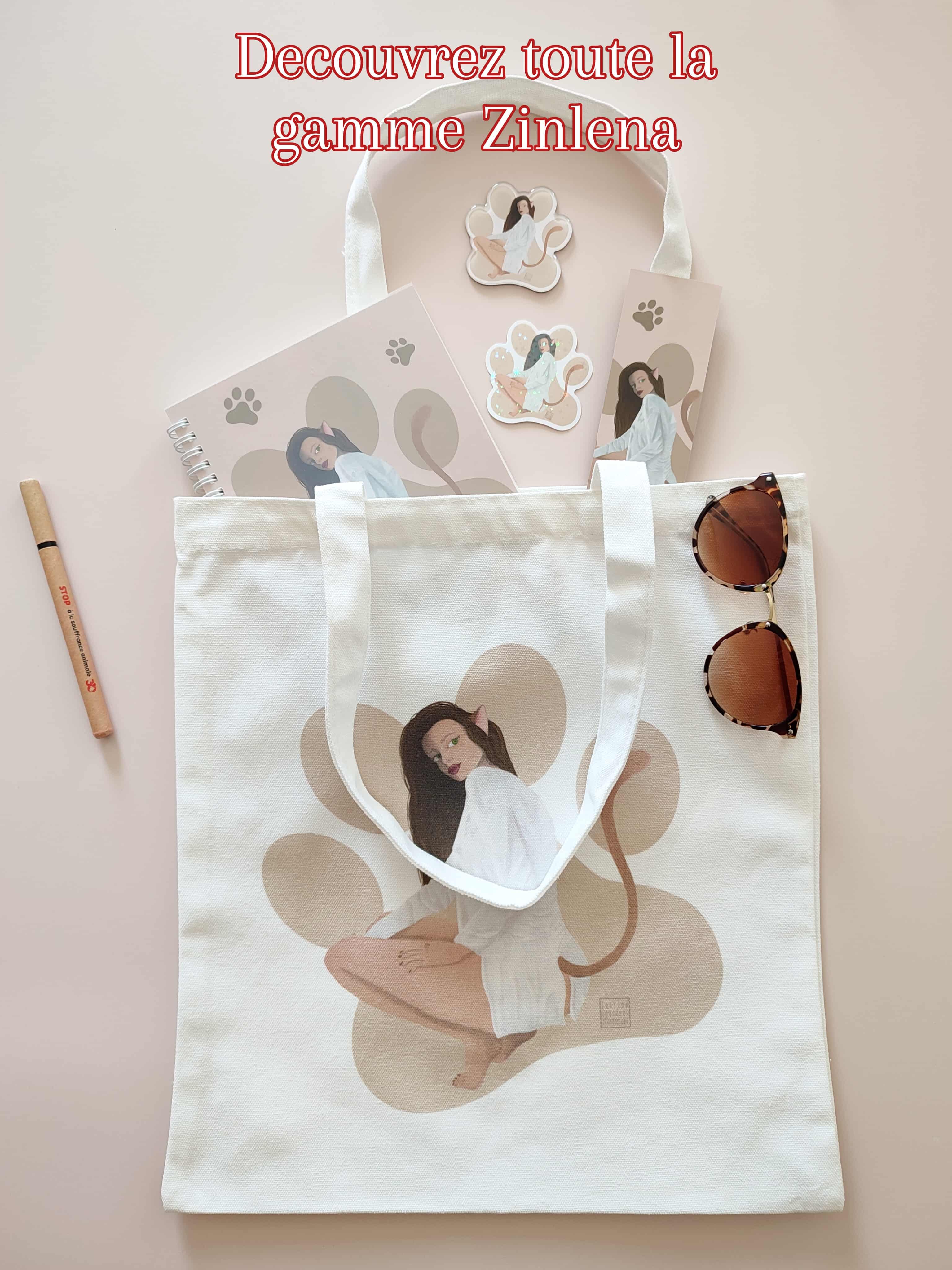 Totebag en toile illustré - Zinlena